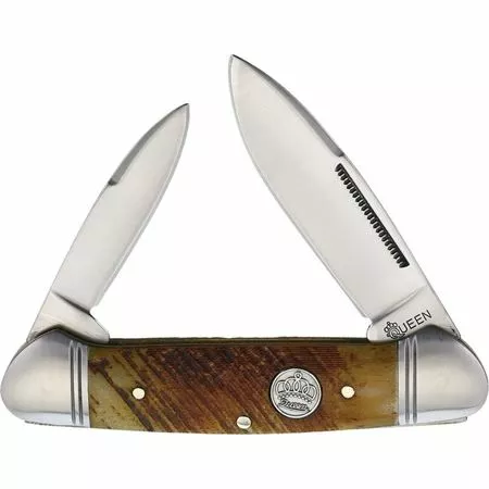 Queen City Knives Queen 013 Canoe Sawcut Bone