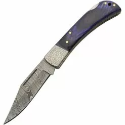 Damascus Knives Damascus 1310 Opal Blue Lockback